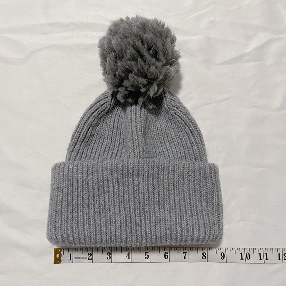 Rib Knit Wool Beanie with Pom Pom - Picture 7 of 8